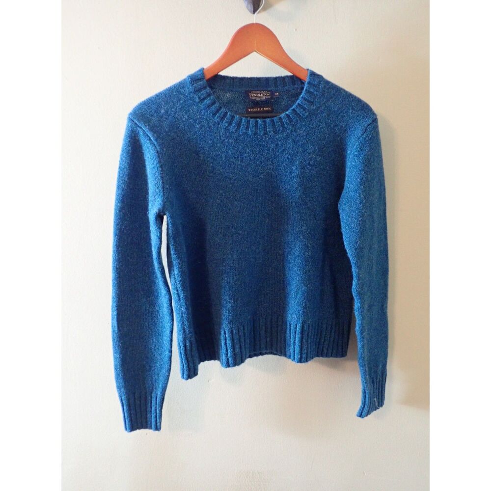Pendleton XS Teal Washable Wool Sweater Petite Classic Preppy Layering